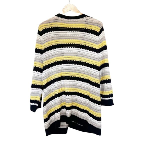 CJ Banks Black Yellow White Striped Knit Cardigan Sz 1X - Picture 4 of 4
